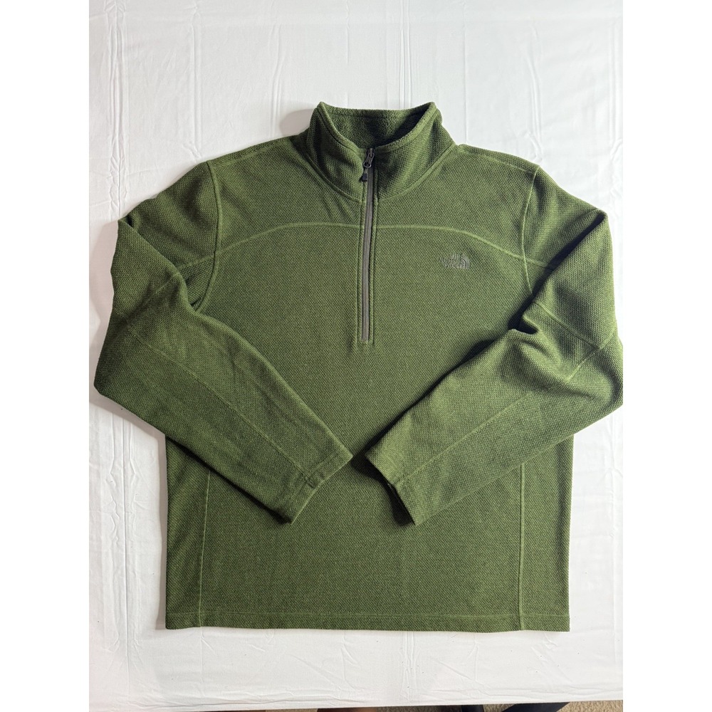 The North Face Half Zip Fleece Pullover Shirt Green Heather Mens XL CAN0 Sweater